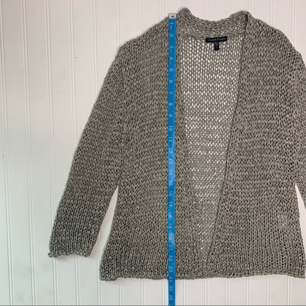 Eileen Fisher Gray Open Front Knit Cardigan - Picture 12 of 13